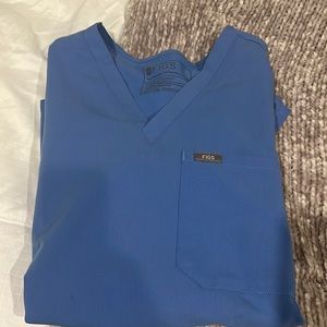 Womens Figs XS Capri blue one pocket top